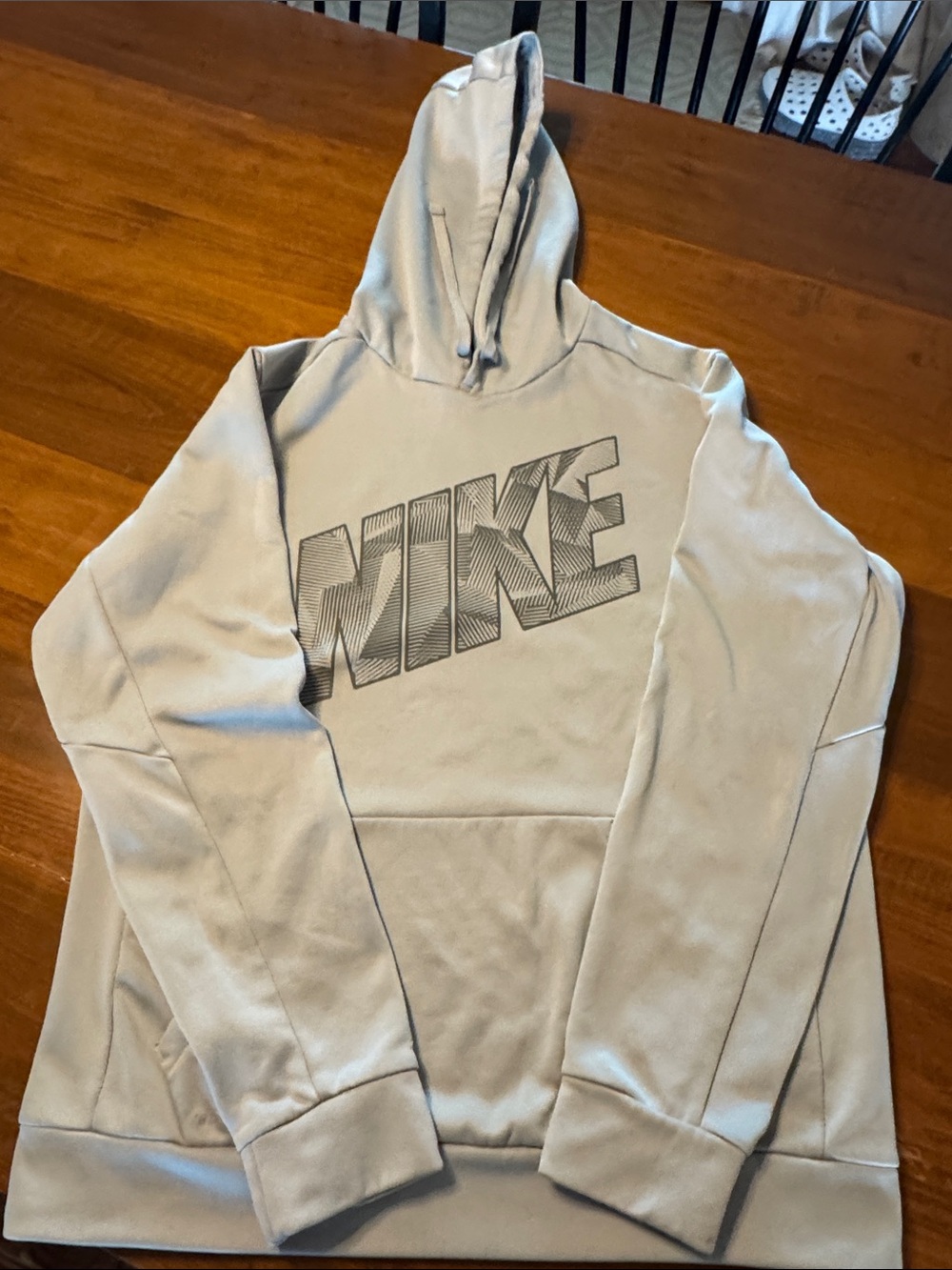 Nike Light Beige Pullover Hoodie with Graphic Logo